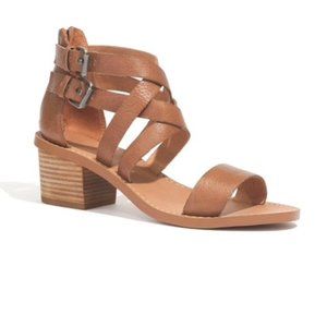 Madewell Lora Leather Strap Heeled Sandals Size 8